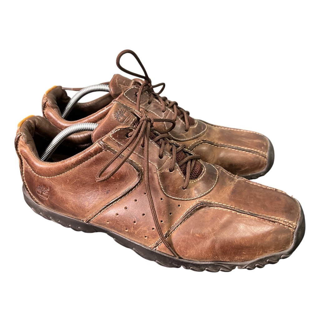 Timberland Mens Brown Leather Oxford Casual Shoes 13M Utility‎ Gorp Outdoor Work